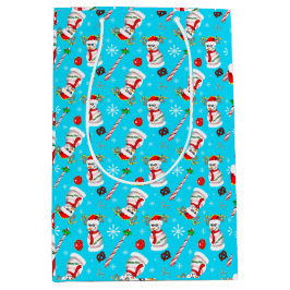 野球雪だるまクリスマスお祝いパターン ミディアムペーパーバッグ