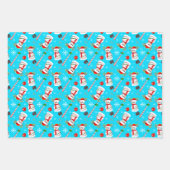 野球雪だるまクリスマスお祝いパターン ラッピングペーパーシート (正面3)