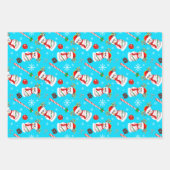 野球雪だるまクリスマスお祝いパターン ラッピングペーパーシート (正面2)