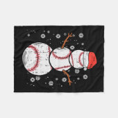 野球雪だるまクリスマスクリスマススポーツボーイズ男の子Wo フリースブランケット (正面(横))