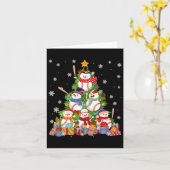 野球雪だるまクリスマスツリー投手キャッチャー カード (黄色い花)