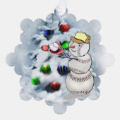 野球雪だるまクリスマス オーナメントカード (正面)