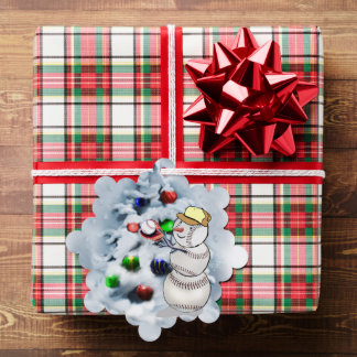 野球雪だるまクリスマス オーナメントカード