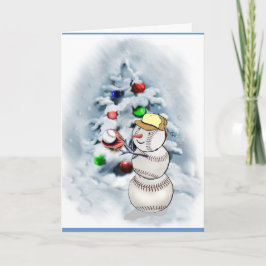 野球雪だるまクリスマス シーズンカード