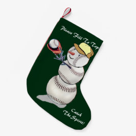 野球雪だるまクリスマス スモールクリスマスストッキング