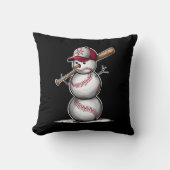 野球雪だるまボール雪クリスマスクリスマスギフト クッション (正面)