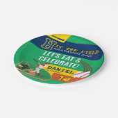 野球飛んでいるグリーンフィールド誕生日紙プレート ペーパープレート (アングル)