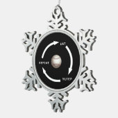 野球食べ寝返りスポーツファンことわざ スノーフレークピューターオーナメント (右)