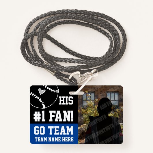 野球1ファンチームの名前とプレイヤーブルー バッジ (正面ランヤード)