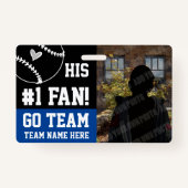 野球1ファンチームの名前とプレイヤーブルー バッジ (正面)