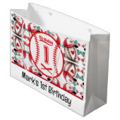 野球1回目の誕生日パーティー ラージペーパーバッグ (正面アングル)