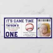 野球1年目を終える1歳の誕生日チケット 招待状 (正面)