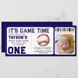 野球1年目を終える1歳の誕生日チケット 招待状