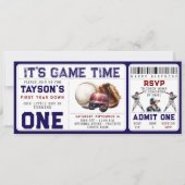 野球1年目を終える1歳の誕生日チケット 招待状 (正面)