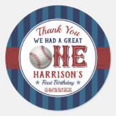 野球1歳の誕生日のお祝い ラウンドシール (正面)