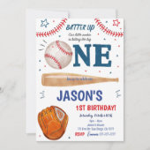 野球1歳の誕生日パーティー招待状 招待状 (正面)