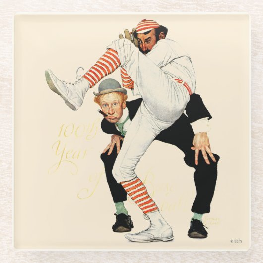 野球100周年 ガラスコースター (正面)