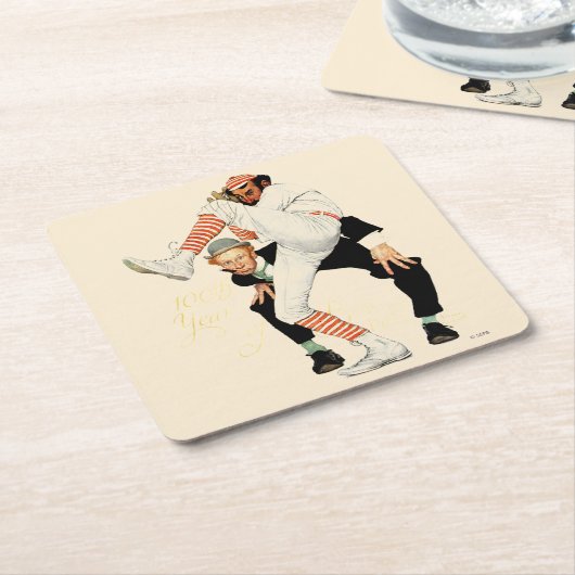 野球100周年 スクエアペーパーコースター (アングル)