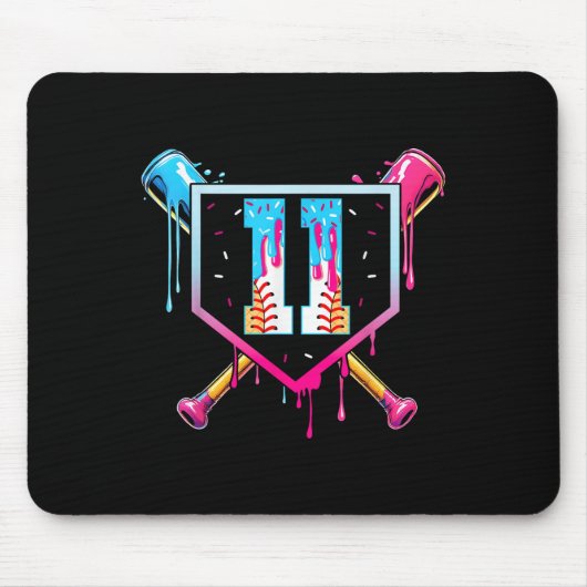 野球11歳アイスクリームドリップ11歳の誕生日 マウスパッド (正面)