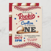野球1stファースト誕生日招待状 招待状 (正面/裏面)