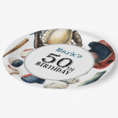 野球50歳の誕生日パーティー ペーパープレート (アングル)