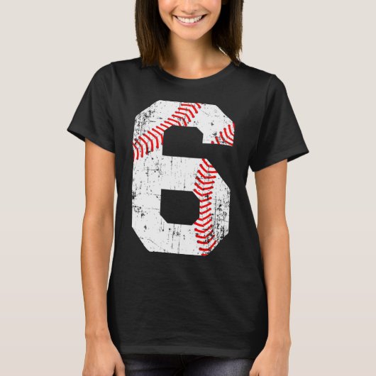 野球6ジャージ番号Tシャツ Tシャツ (正面)
