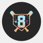 野球8歳アイスクリームドリップ第8誕生日ボ ラウンドシール (正面)