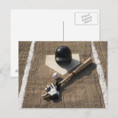 野球、こうもり、バッティンググローブ、野球 ポストカード (正面/裏面)