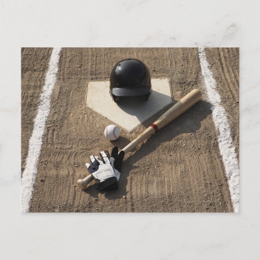 野球、こうもり、バッティンググローブ、野球 ポストカード (正面)