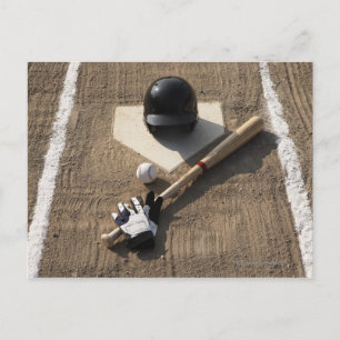 野球、こうもり、バッティンググローブ、野球 ポストカード