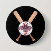 野球「こうもり」 缶バッジ (正面)