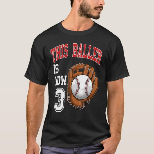 野球 – このボールは今3歳の3誕生 Tシャツ (正面)