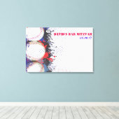 野球(ばちゃばちゃ)跳ねるサインインメモリーボード キャンバスプリント (インサイチュ (ウッドフロア))