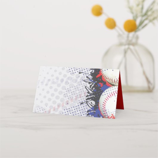 野球（ばちゃばちゃ）跳ねるバー（ユダヤ教の）バル・ミツバーシーティングカード プレイスカード (裏面)