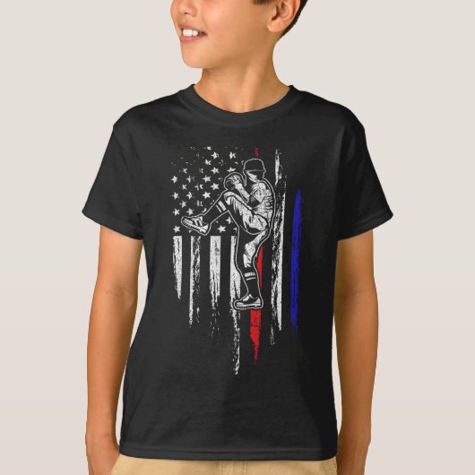 野球・アメリカ国旗のアメリカ投手第4戦 Tシャツ (正面)