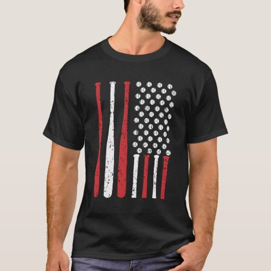 野球・アメリカ国旗 Tシャツ (正面)