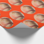 野球 アートワーク 赤い包装紙 ラッピングペーパー (角)