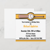 野球 イエロー / ゴールドの誕生日招待状 招待状 (正面/裏面)