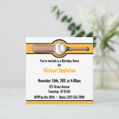 野球 イエロー / ゴールドの誕生日招待状 招待状 (スタンド正面)