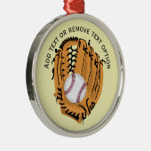 野球、グローブ、こうもりクリスマス メタルオーナメント (右)