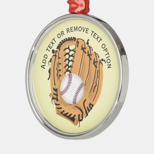 野球、グローブ、こうもりクリスマス メタルオーナメント (左)