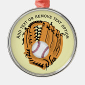 野球、グローブ、こうもりクリスマス メタルオーナメント (正面)