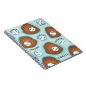 野球 グローブ ボール & 男の子の名前 パターン スポーツ テーマ ノートブック (右側)