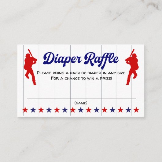 野球、スポーツベビーシャワー、おむつレッフルカード 名刺 (正面)