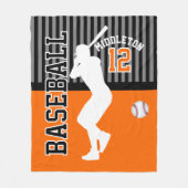 野球⚾スポーツ – オレンジ フリースブランケット (正面)