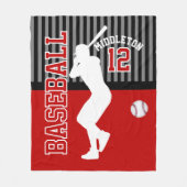 野球⚾スポーツ – ダークレッド フリースブランケット (正面)