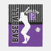 野球⚾スポーツ – 紫 フリースブランケット (正面)