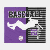 野球⚾スポーツ – 紫 フリースブランケット (正面(横))