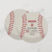 野球 スポーツ 誕生日パーティー 招待状 (正面/裏面)