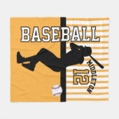 野球⚾スポーツ – 金ゴールド フリースブランケット (正面(横))